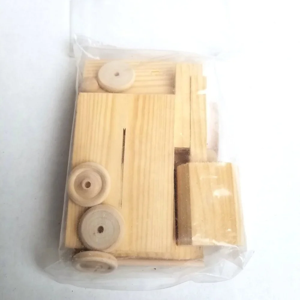 Wooden Bank Truck DIY Craft Kit Pine Wood Kids STEM Educational Activity Build